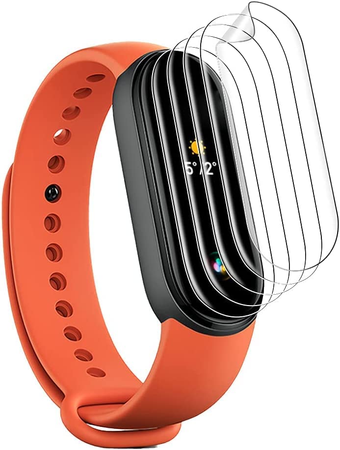 5枚セットFOR Xiaomi Mi Band 6 フィルム Xiaomi Mi Band 5 フィルム 反射低減 防指紋 3D曲面対応 傷修復 衝撃吸収 TPU日本製素材 液晶保護フィルム