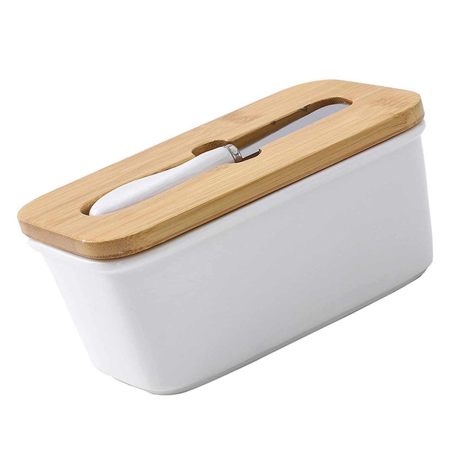 バターケース カッター付き 密封 使用便利 洗い簡単 冷蔵庫保存 450g用 木製蓋付き 食器用バター 収納用