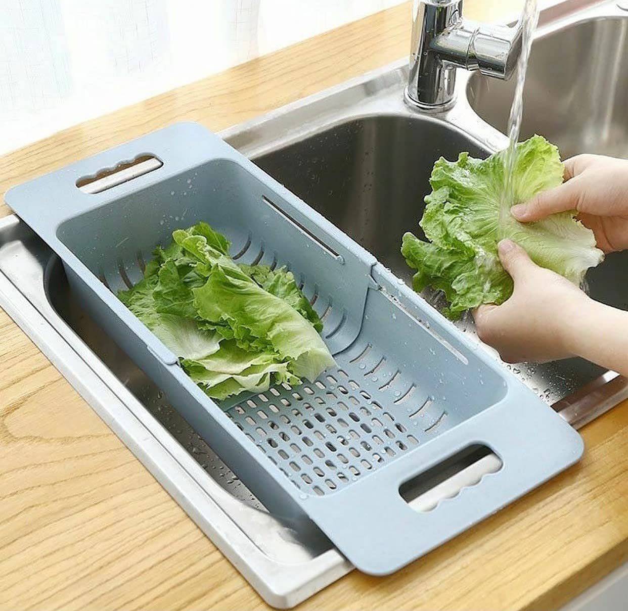 プラスチック 拡張可能 キッチンディッシュ水切り&乾燥ラック シンクバスケット ボウル用 食器 野菜 果物 収納オーガ…