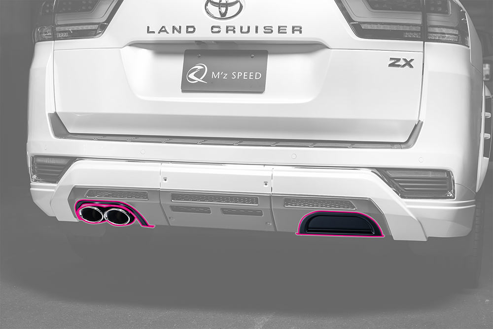 [トヨタ 300系 ランドクルーザー]ラヴライン エキゾーストカッター カバーセット【MZ121】エムズスピード M'z SPEED mzspeed 外装パーツ カスタム エアロパーツ ボディキット マフラーカバー