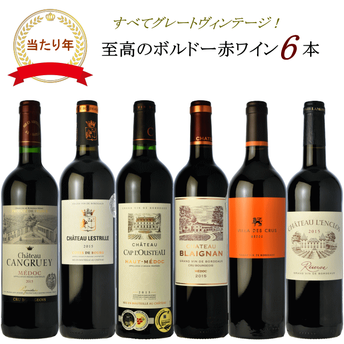 至高の ボルドー 赤ワイン 6本 セット 飲み比べ メドック ワインセット 送料無料 ワイン 福袋