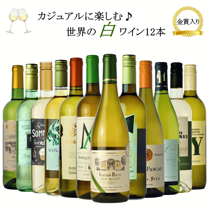 世界のデイリーワインセット 白 ワイン 12本 フランス イタリア スペイン チリ オーストラリア 味品質価格こだわりの ワインセット 飲み比べ