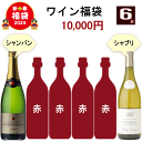 ワイン 福袋 A 2024 送料無料 6本 ミックス ワインセット ブルゴーニュ シャンパーニュ 赤ワイン 飲み比べ セット