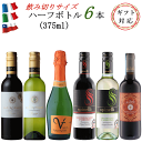 銘醸地ワインを気軽に楽しむ! ワイン ハーフボトル セット 375ml 6本セット フランス イタリア チリ 飲み比べ 赤3白2本泡1本 クリスマス 父の日 ワイン セット 飲み比べ