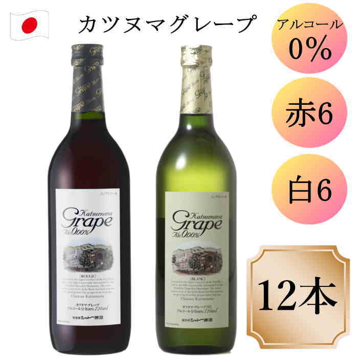 シャトー勝沼 カツヌマ グレープ 赤 6 白 6 合計 12本セット 720ml ワイン ノンアルコール ワイン 送料無料 cスクリュー栓