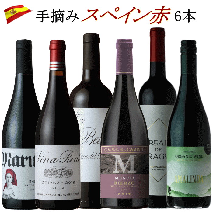 極うま 手摘み スペイン 赤 6本 セット ワイン 送料無料 飲み比べ クネ 福袋 ワインセット 詰め合わせ