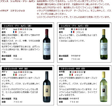 2大銘酒産国ワイン シュバリエ ミケランジェロ 4本セット ワイン 送料無料 飲み比べセット ワインセット 赤 白