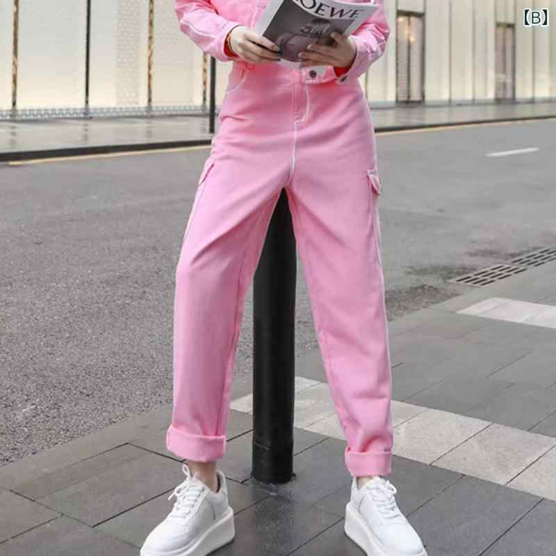 デニムジャケット レディース Gジャン アウター 春 長袖 スリムフィット トップス ピンク グリーン ショート