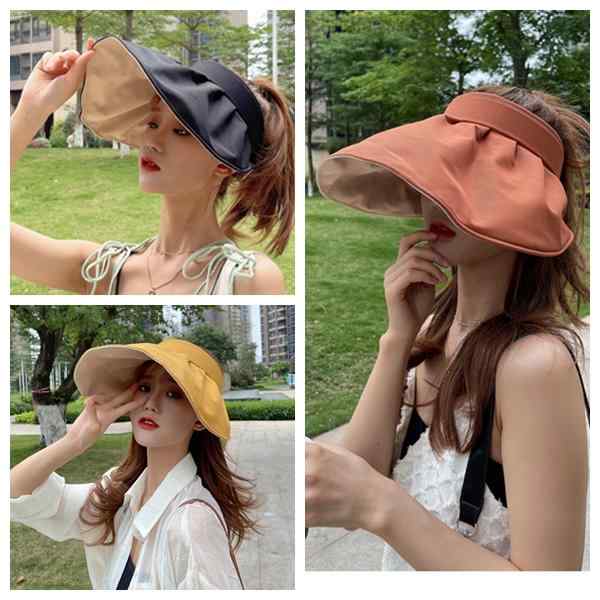 帽子 韓国 空 シルクハット 抗UV ヘッドバンドハット レディース シェル つば広 日焼け防止 サンハット ユニセックス 春夏秋 ベイスンハット フィッシャーマンハット