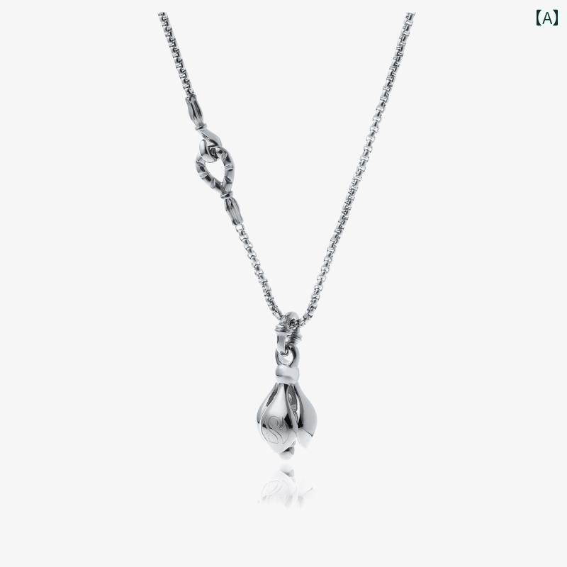 ネックレス チャイナ風 レトロ 鐘 ペンダント ネックレス チタン 鋼 シンプル デイリー ファッション ブロガー アクセサリー