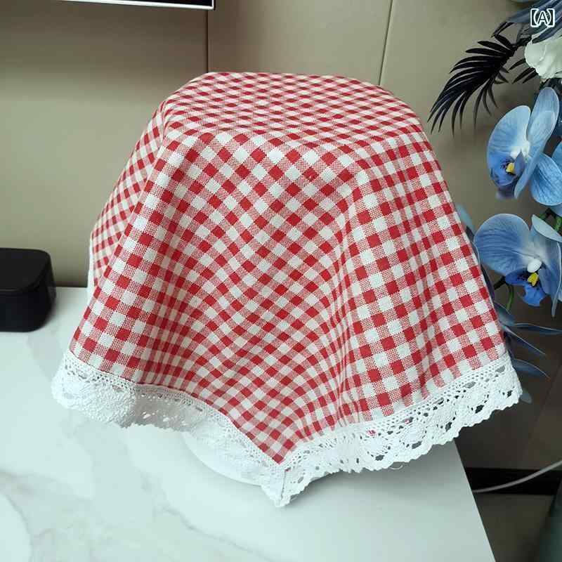 炊飯器 カバー 布 ダストカバー キッチン ほこり防止 インテリア クロス エアフライヤー 家電用 多機能 レース スクエア 大きいサイズ チェック ボヘミアン