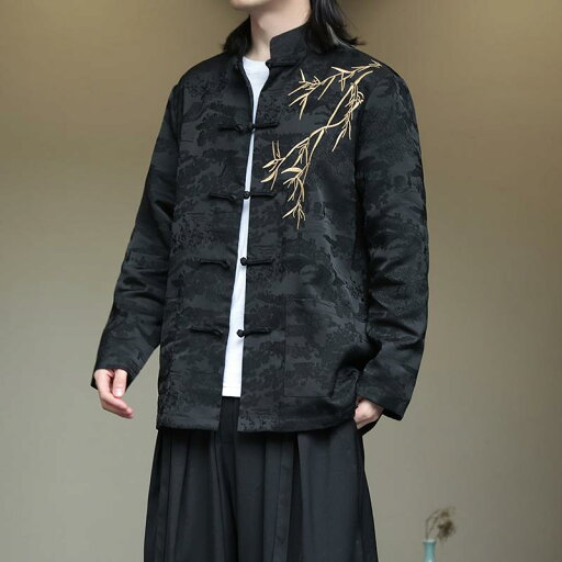 メンズ ファッション トップス ゆったり 中華 ジャケット レトロ チャイナ風 唐装 男性 漢服 カジュアル 長袖 刺繍 春 メンズ ファッション トップス ゆったり 中華 ジャケット レトロ チャイナ風 唐装 男性 漢服 カジュアル 長袖 刺繍 春