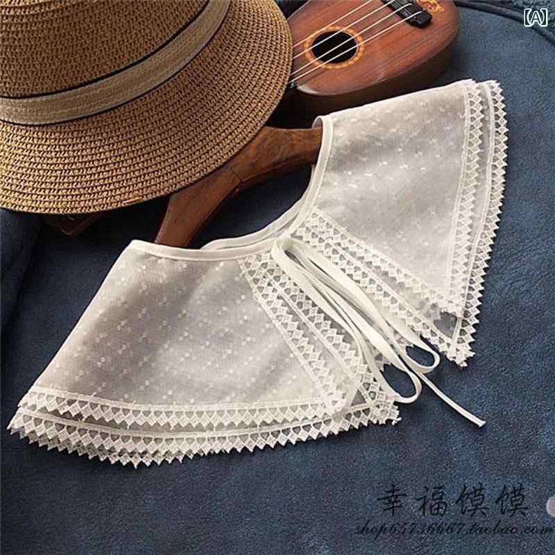 モズラボの付け襟 レース レディース つけ襟 レイヤード 重ね着風 おしゃれ 装飾 春夏 ホワイト｜アングル2