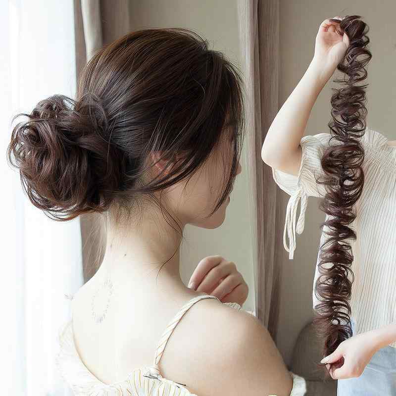 お団子ウィッグ レディース 人毛100% ボリュームアップ ふわふわ 巻き付け式 シニヨン ルーズ 簡単装着..