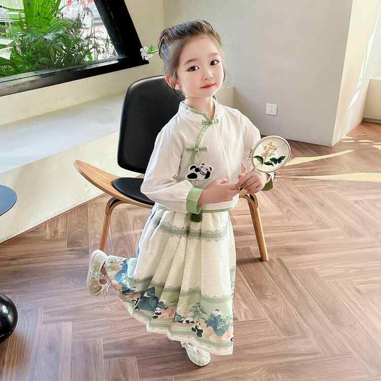 漢服 子供 女の子 衣装 春 トップス 馬面スカート セットアップ チャイナ風 かわいい コスプレ 写真 撮..