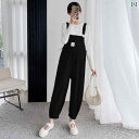 レディース 秋冬 サロペット パンツ つなぎ おしゃれ マタニティ オーバーオール ワイド ブラック グリーン ブラウン