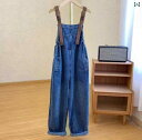 オーバーオール サロペット パンツ つなぎ レディース カジュアル 大きいサイズ デニム 春秋 ワイド ストレート