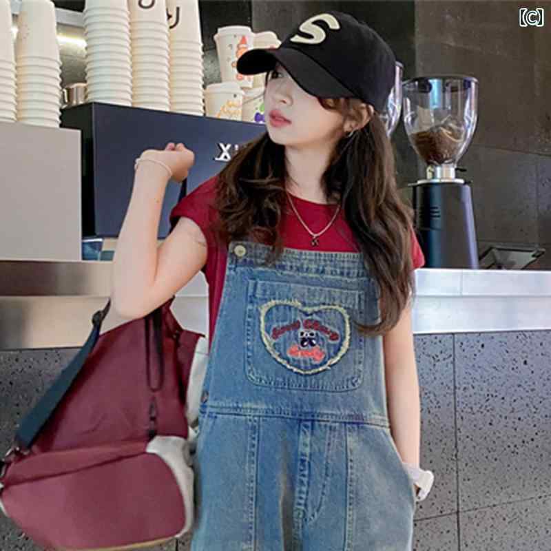 デニム オーバーオール キッズ サロペット 子供服 女の子 夏 ストレート パンツ ス...