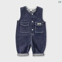 デニム オーバーオール ベビー キッズ サロペット 子供服 男の子 女の子 春秋 ジャンプ スーツ カジュアル パンツ セット ネイビー イエロー ピンク