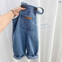 デニム オーバーオール ベビー キッズ サロペット 子供服 男の子 女の子 ソフト 春秋 ジーンズ シンプル ズボン ブルー
