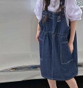 デニム オーバーオール ベビー キッズ サロペット 子供服 女の子 韓国 ファッション サスペンダー スカート スーツ 夏 デニムスカート 2点 セット ブルー