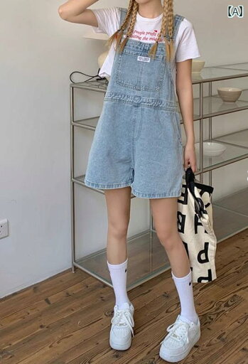 サロペット ショート丈 パンツ レディース オーバーオール つなぎ 夏 薄手 デニム カジュアル ブルー ブラック サロペット ショート丈 パンツ レディース オーバーオール つなぎ 夏 薄手 デニム カジュアル ブルー ブラック