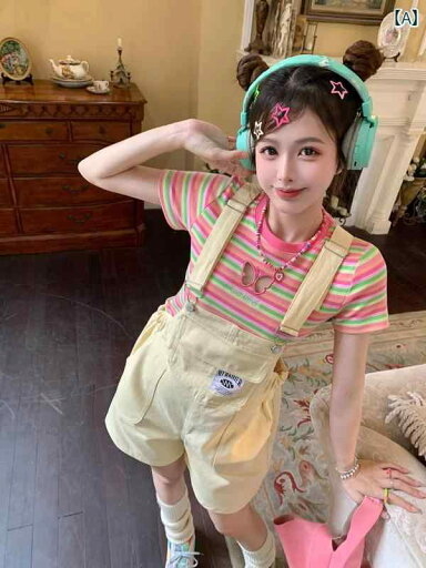 サロペット ショート丈 パンツ レディース オーバーオール つなぎ 夏 カジュアル デニム イエロー サロペット ショート丈 パンツ レディース オーバーオール つなぎ 夏 カジュアル デニム イエロー
