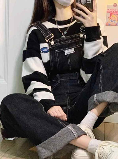 サロペット パンツ レディース オーバーオール つなぎ デニム サスペンダー ハイウエスト ワイドレッグ ジャンプ スーツ ブラック サロペット パンツ レディース オーバーオール つなぎ デニム サスペンダー ハイウエスト ワイドレッグ ジャンプ スーツ ブラック