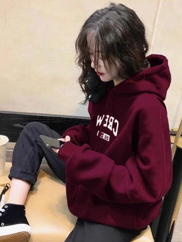 パーカー レディース 春秋 トップス プルオーバー トレーナー スウェット 長袖 フード あったか 裏地付 カジュアル 英字 ドラゴン 大きいサイズ 赤 青 黒