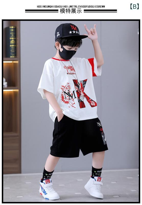 セットアップ キッズ 上下セット ファッション 子供 男の子 春夏 半袖 カジュアル Tシャツ ショートパンツ 韓国 イエロー ホワイト ブラック