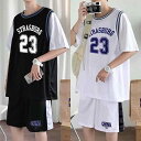 セットアップ メンズ 上下セット ファッション バスケットボール ユニフォーム ジャージ 半袖 Tシャツ 春夏 カジュアル スポーツ ショーツ ブラック ホワイト レッド