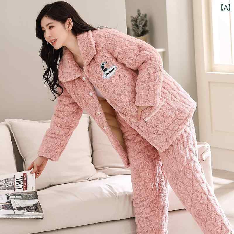 ルームウェア レディース 冬 もこもこ パジャマ 部屋着 厚手 フランネル 暖かい フリース ブルー レッド ピンク
