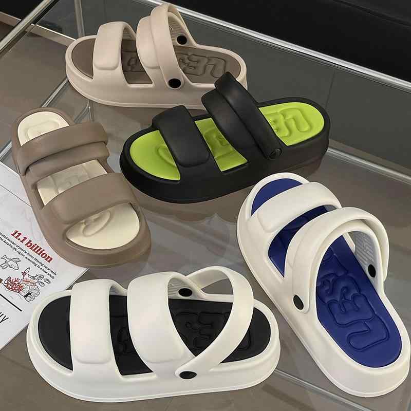 サンダル メンズ アウトドア シューズ 夏 シンプル ビーチ 厚底 滑り止め ホワイト ブラック カーキ スリッパ