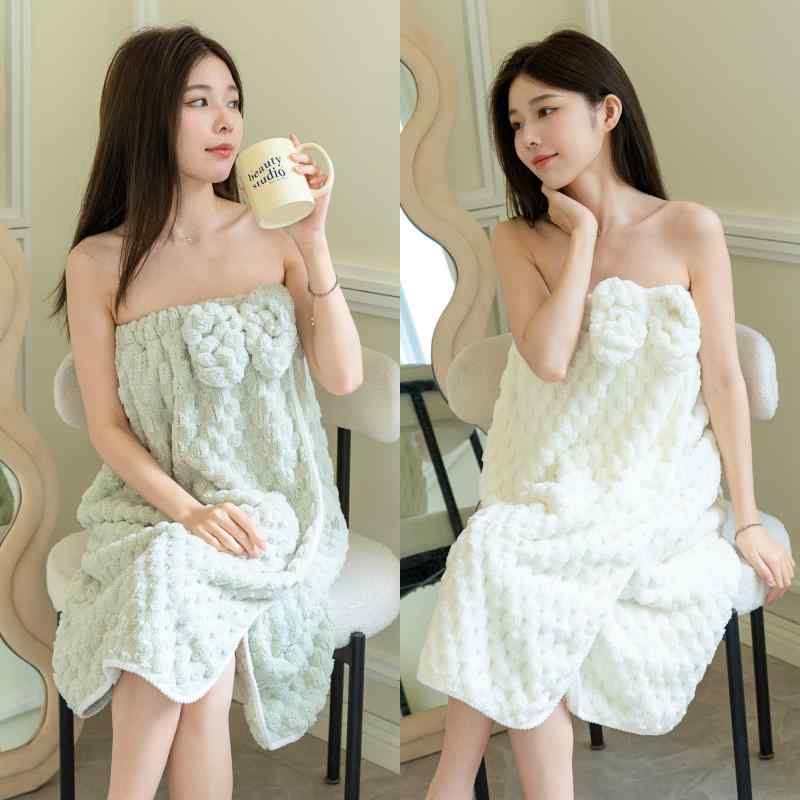 バスローブ レディース ガウン ルームウェア 綿 吸水 タオル グリーン ホワイト オレンジ