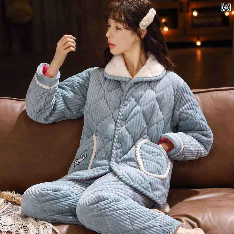 ルームウェア 部屋着 レディース パジャマ 冬 厚手 フランネル 暖かい ブルー レッド ピンク ウサギ クマ