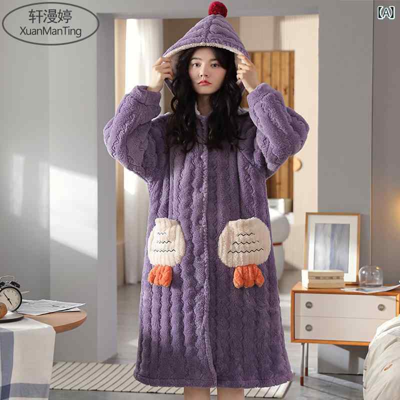ルームウェア 部屋着 バスローブ レディース ガウン 冬 厚手 もこもこ かわいい フード ミドル パープル イエロー レッド