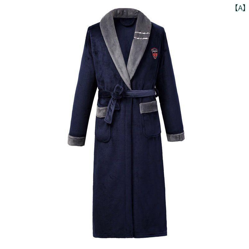 バスローブ レディース メンズ ガウン ルームウェア おしゃれ シンプル パジャマ 秋冬 厚手 ロング 大きいサイズ ブルー グレー ピンク