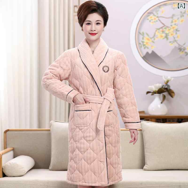 バスローブ レディース ガウン ルームウェア おしゃれ レトロ 秋冬 キルティング 厚手 パジャマ 暖かい 大きいサイズ 花
