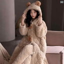 バスローブ レディース ガウン ルームウェア かわいい おしゃれ フード 耳付き クマ ウサギ チェック 蝶 リボン 花 キルティング パジャマ 秋冬 ロング ...