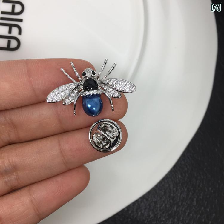 ブローチ ハイエンド レディース ファッション アクセサリー 卒業式 入学式 リトル ビー コサージュ ブローチ ピン ライン ストーン