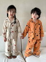パジャマ キッズ ルームウェア 部屋着 春秋 長袖 パンツ 男の子 女の子 コットン かわいい クマ 車 ウサギ ドット 水玉 オレンジ ベージュ ブルー