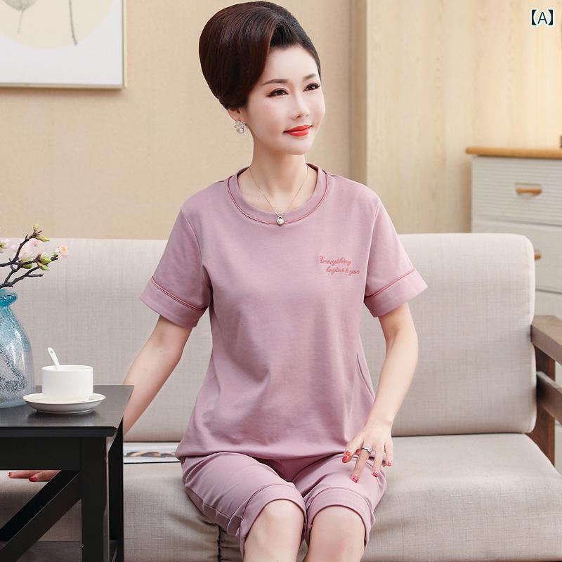 ルームウェア 部屋着 レディース 半袖 婦人 ミセス 高齢者 パジャマ 夏 綿 薄手 ホームウェア セット