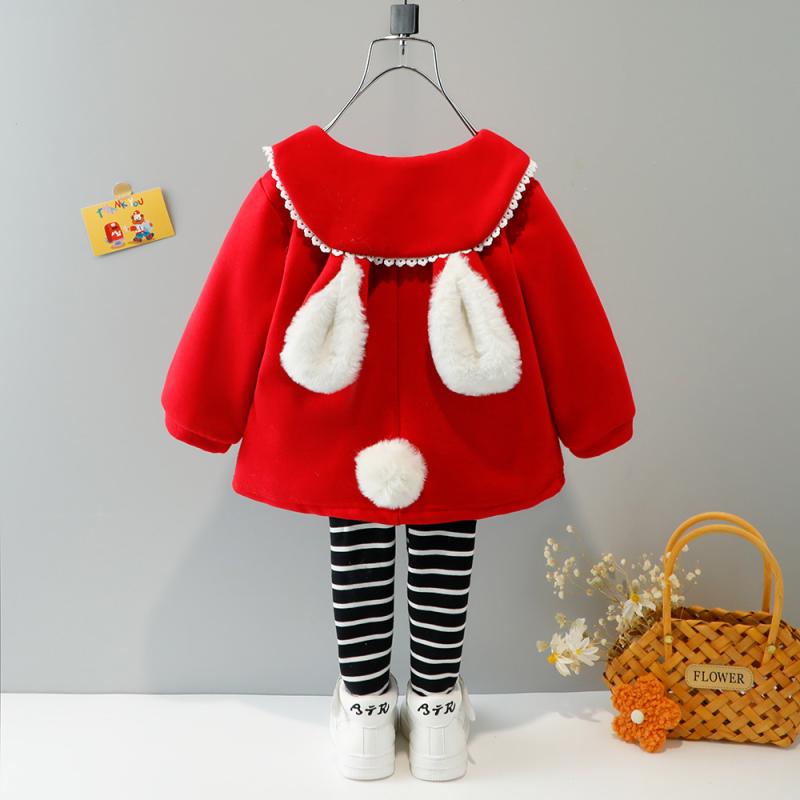 トップス 長袖 キッズ 女の子 ファッション トレーナー ウサギ かわいい レース フリル 秋冬 防寒 暖か..