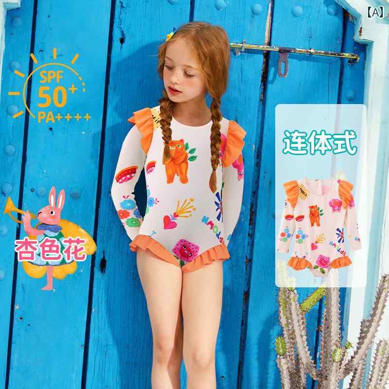 女の子 水着 ラッシュガード キッズ 子供用 夏 スイムウェア 長袖ワンピース かわいい おしゃれ 着やす..