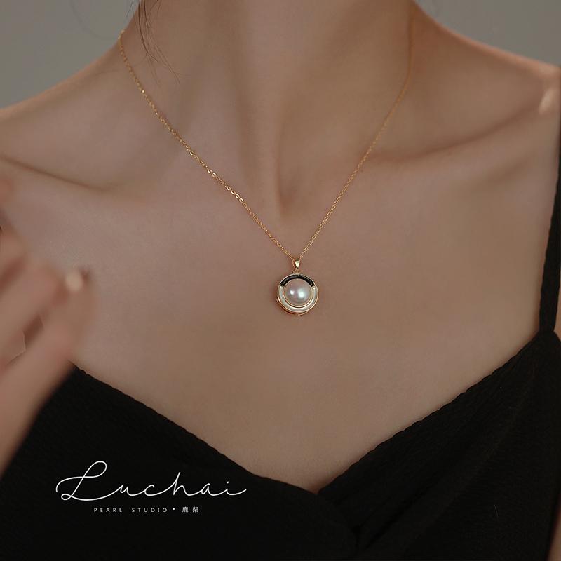 ネックレス レディース ジュエリー ラウンドエッジパール サークル パール 高級感 シンプル 軽量 レディース 個性的 チェーン 日常 女の子