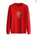 スウェット トレーナー メンズ 刺繍 ドラゴン 龍 プルオーバー トップス カジュアル 長袖 紳士服 中国風 ベルベット セーター 秋冬 ラウンドネック 赤 黒...