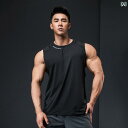 メンズ ノースリーブ スポーツ ワークウェア トレーニング アンダー 夏 フィットネス ランニングシャツ パーソナルトレーナー スリムフィット 速乾 吸汗 黒 ...