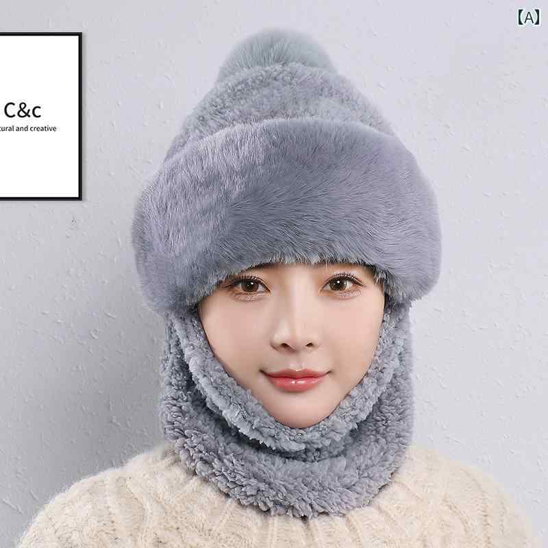ファー 帽子 レディース かわいい おしゃれ 秋冬 厚手 韓国 マフラー 暖かい グレー カーキ ピンク