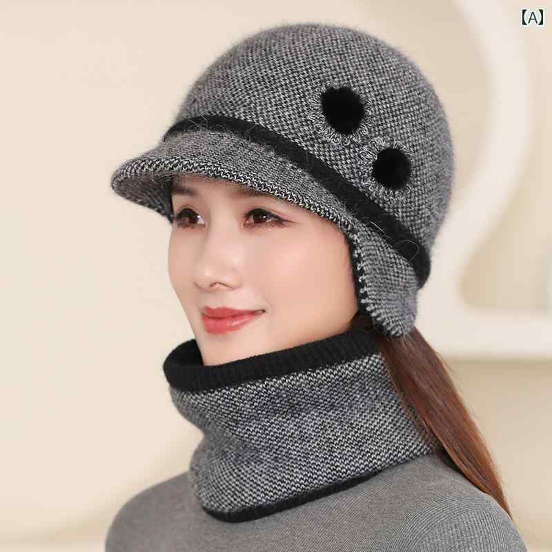 帽子 レディース 婦人 ミセス おばあちゃん レトロ 冬 厚手 暖かい 防寒 花 ファー マフラー 手袋 ブラ..