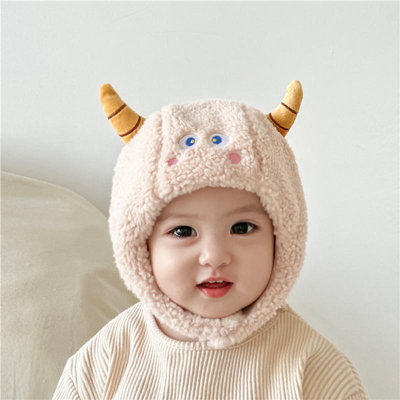 ベビー 帽子 秋冬 耳保護 ベビー 暖かい ぬいぐるみ 帽子 男の子 女の子 防風 幼児 プルオーバー 帽子 ..